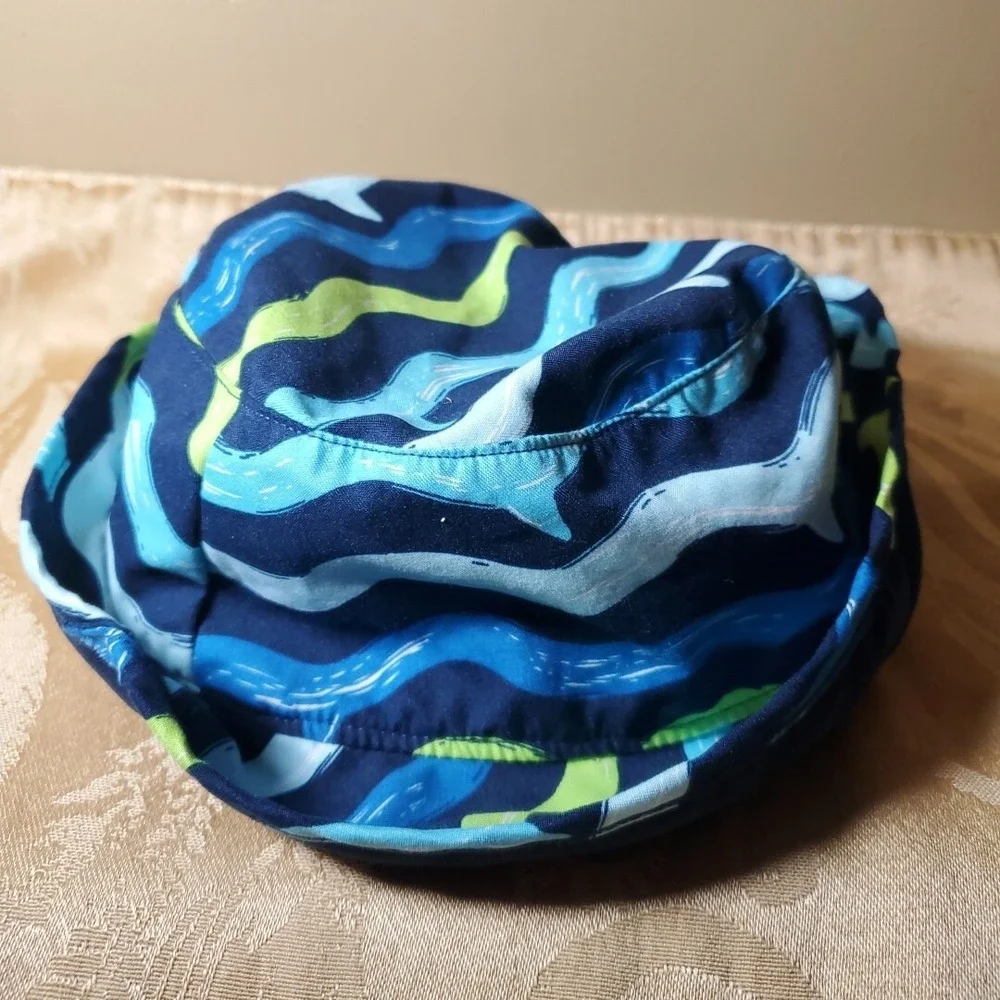 Floatimini 2-4T Bucket Hat Toddler Boys Blue Wave Sun Protection Beach Summer